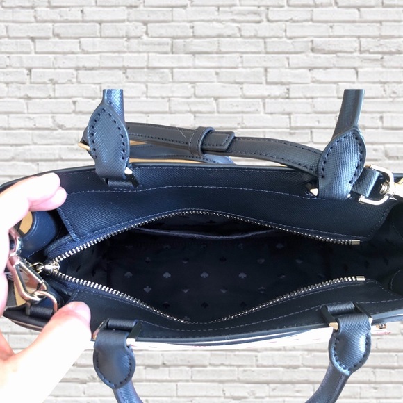 KATE SPADE • Staci Dancing Cherries Printed Leather Medium Convertible Satchel - Picture 6 of 7